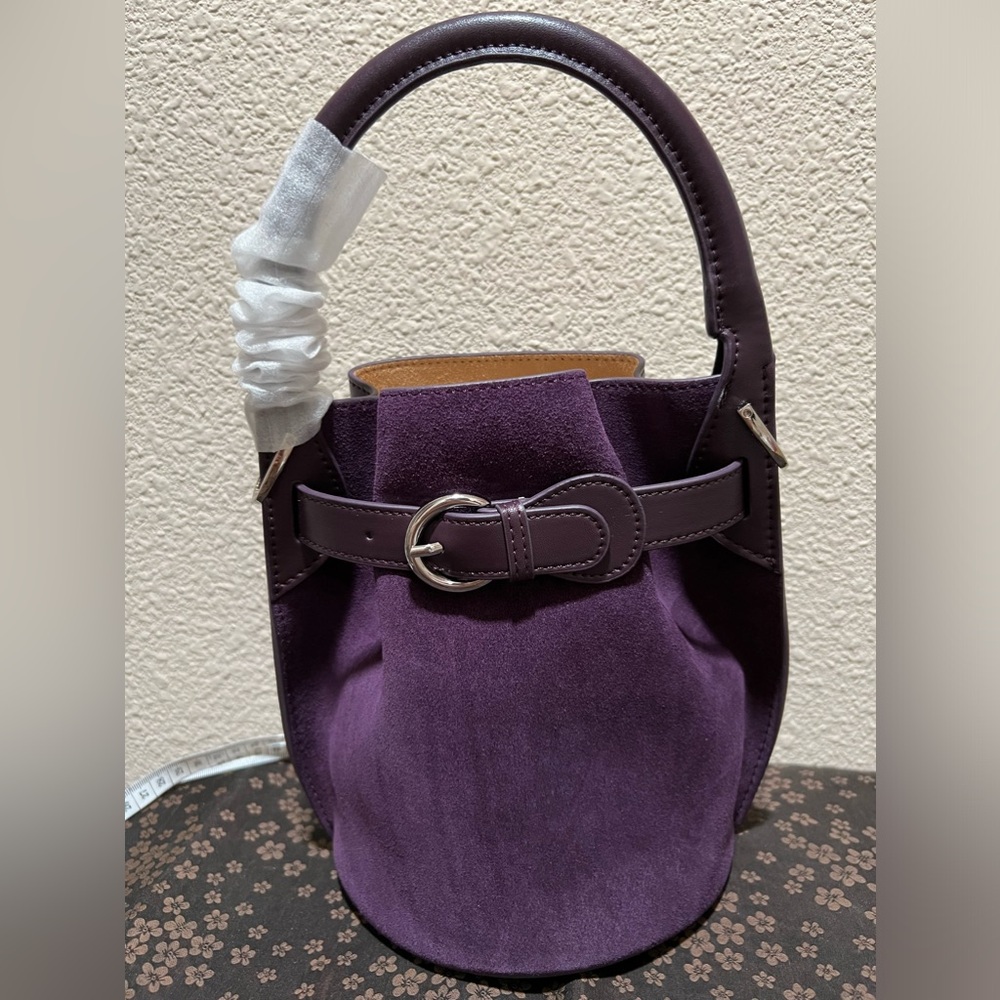 Elegant Purple Suede Bucket Bag